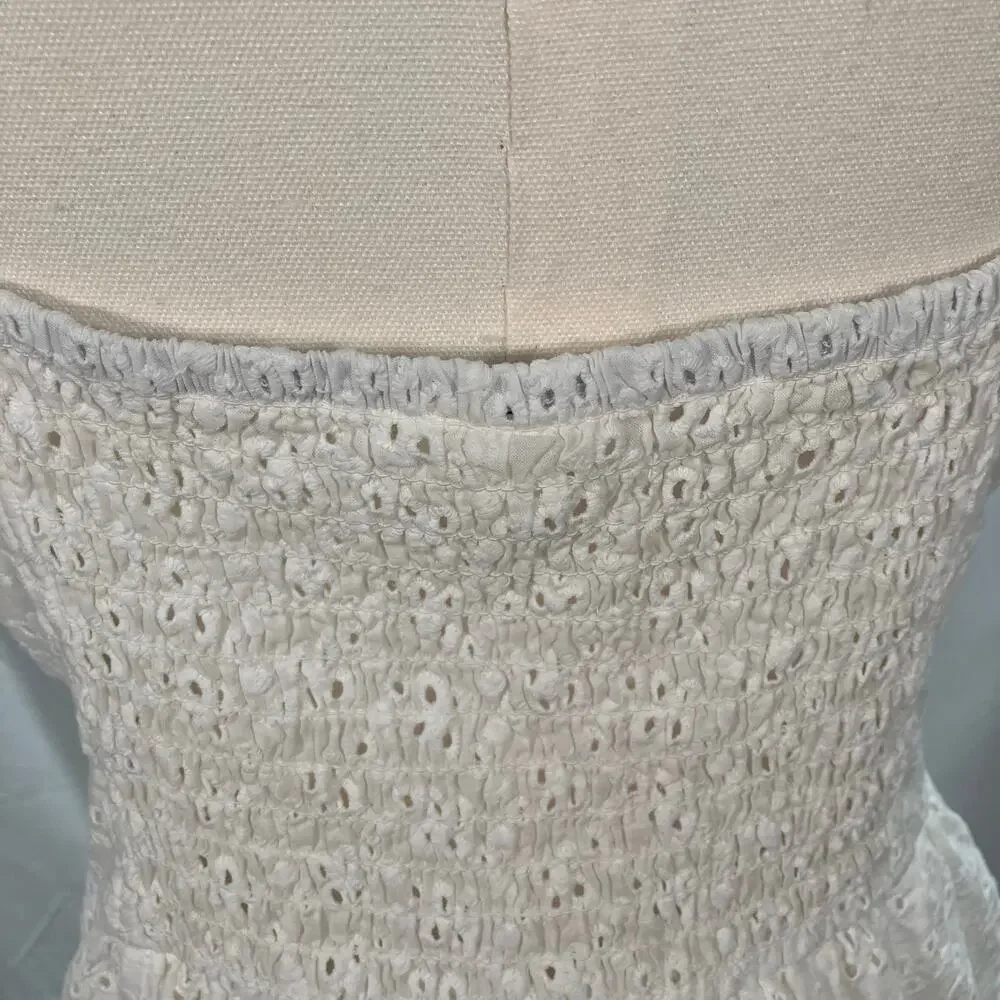 Selfie Juniors White Eyelet Dress Large Cotton Sleeveless Cute Summer Graduation